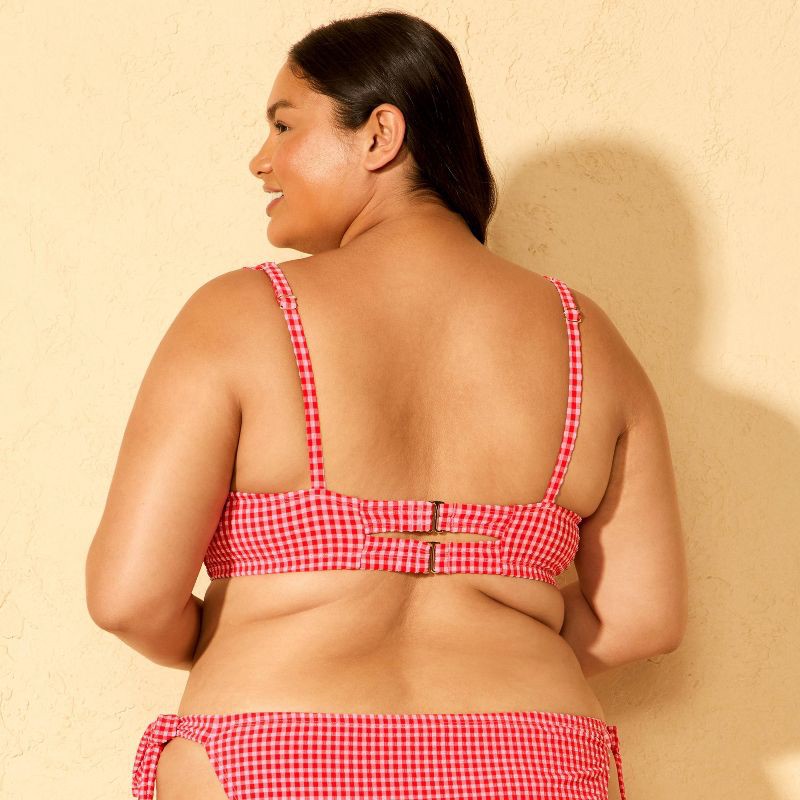 slide 2 of 3, Women's Gingham Seersucker Center Tie Underwire Bikini Top - Wild Fable™ Red/Pink 17, 1 ct