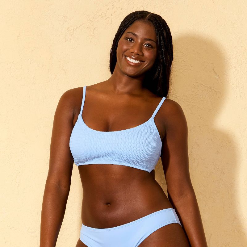 slide 4 of 5, Women's Smocked Bralette Bikini Top - Wild Fable™ Light Blue XL, 1 ct