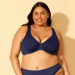 Women's Smocked Underwire Bikini Top - Wild Fable™ Navy Blue 14