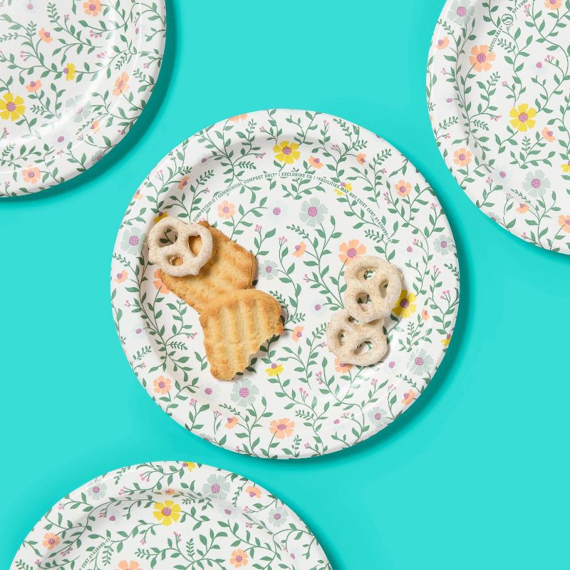slide 2 of 3, Spring Disposable Plate - Floral - 8.5" - 38ct - up&up™, 38 ct