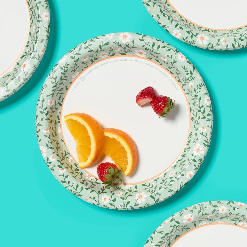 slide 2 of 3, Spring Disposable Plate - Floral - 10" - 24ct - up&up™, 24 ct