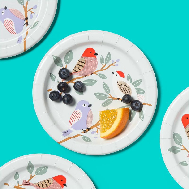 slide 2 of 3, Spring Disposable Plate - Birds - 7" - 40ct - up&up™, 40 ct