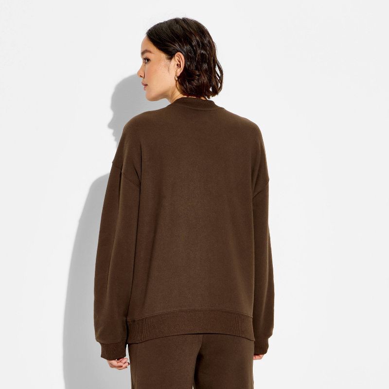 slide 3 of 3, Women's Mickey Mouse OS Fleece Graphic Pullover Sweatshirt - Brown S, 1 ct