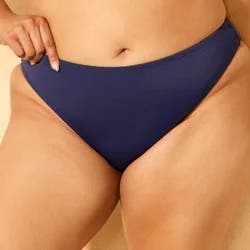 Women's Plus Mid-Rise High Leg Cheeky Bikini Bottom - Wild Fable™ Navy Blue 3X
