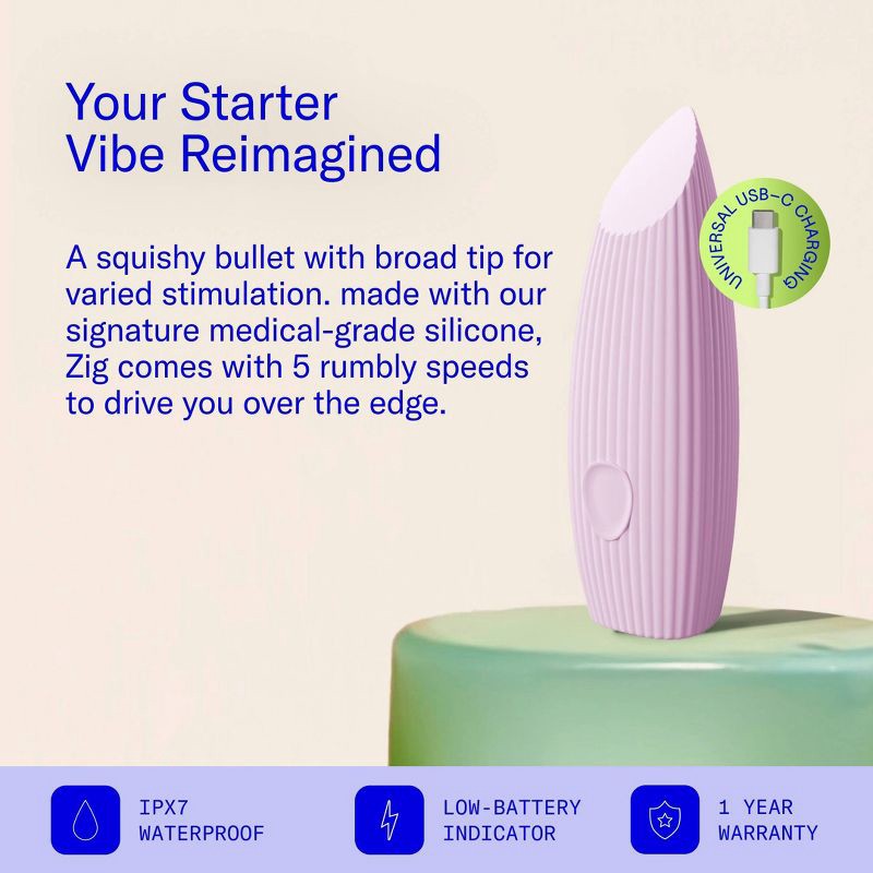 slide 7 of 16, Dame Zig Squishy Bullet Travel, Waterproof, and USB-C Rechargeable Vibrator, 1 ct