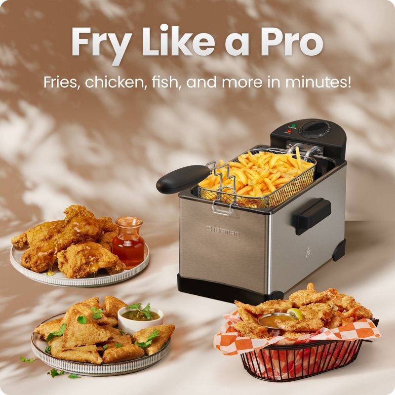 slide 2 of 6, Chefman 3.2qt Stainless Steel Deep Fryer, 3.2 qt