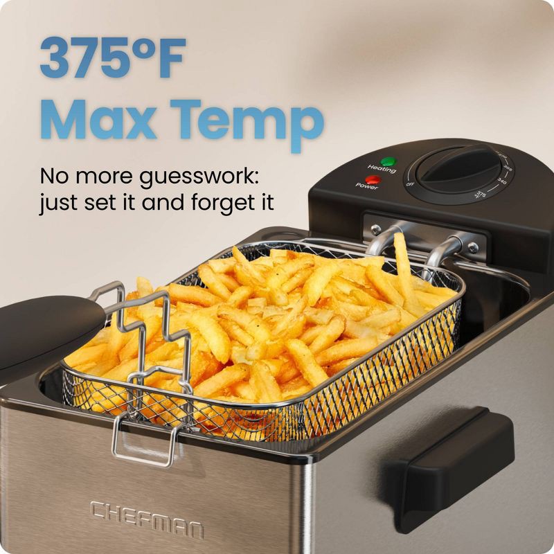 slide 4 of 6, Chefman 3.2qt Stainless Steel Deep Fryer, 3.2 qt