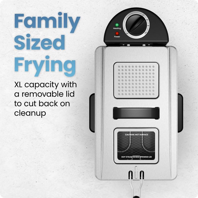 slide 5 of 6, Chefman 3.2qt Stainless Steel Deep Fryer, 3.2 qt