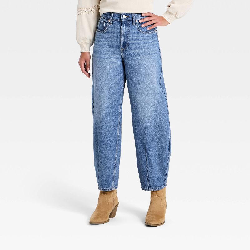 slide 1 of 3, Women's High-Rise Easy Barrel Jeans - Universal Thread™ Blue 4, 1 ct