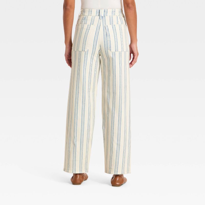 slide 2 of 5, Women's Highest-Rise Striped Sailor Straight Jeans - Universal Thread™ Blue 12, 1 ct