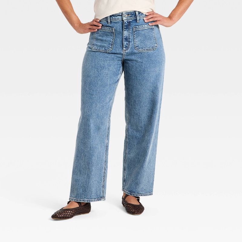 slide 4 of 5, Women's Highest-Rise Sailor Straight Jeans - Universal Thread™ Medium Wash 16, 1 ct