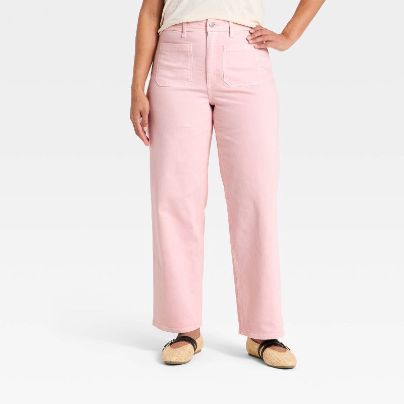 slide 4 of 5, Women's Highest-Rise Sailor Straight Jeans - Universal Thread™ Pink 12, 1 ct