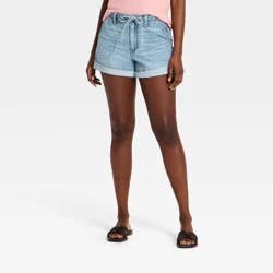 Women's Pull-on Drawstring High-Rise Jeans Shorts - Universal Thread™ Light Wash 10