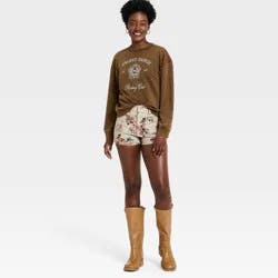 Women's Western Highest-Rise Floral Sailor Jean Shorts - Universal Thread™ Khaki 4