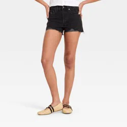 Women's High-Rise Cut-Off Jean Shorts - Universal Thread™ Black Destroy 12