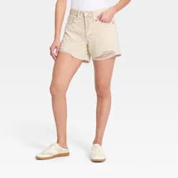 Women's Mid-Rise 90's Baggy Jean Shorts - Universal Thread™ White Striped 8