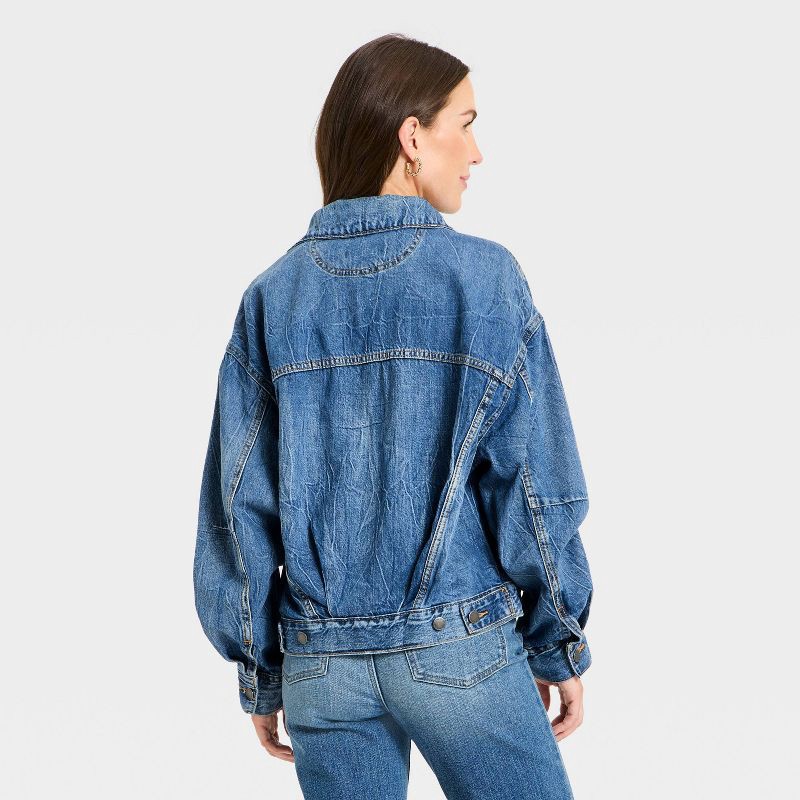slide 2 of 3, Women's Relaxed Trucker Denim Jacket - Universal Thread™ Medium Wash XL, 1 ct