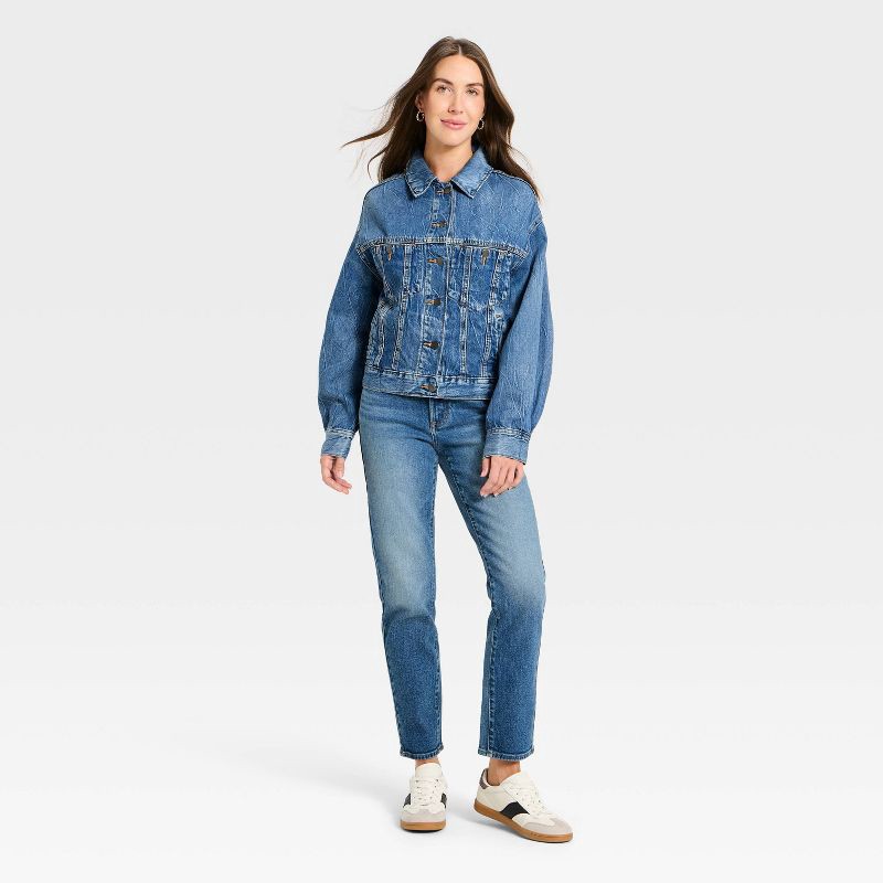 slide 3 of 3, Women's Relaxed Trucker Denim Jacket - Universal Thread™ Medium Wash XL, 1 ct