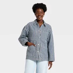 Women's Western Denim Chore Coat - Universal Thread™ Blue Gingham L