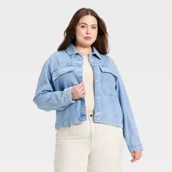 Women's Cropped Painter Denim Jacket - Universal Thread™ Medium Wash S