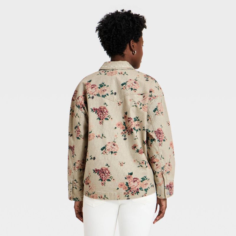 slide 2 of 5, Women's Western Chore Coat - Universal Thread™ Khaki Floral M, 1 ct