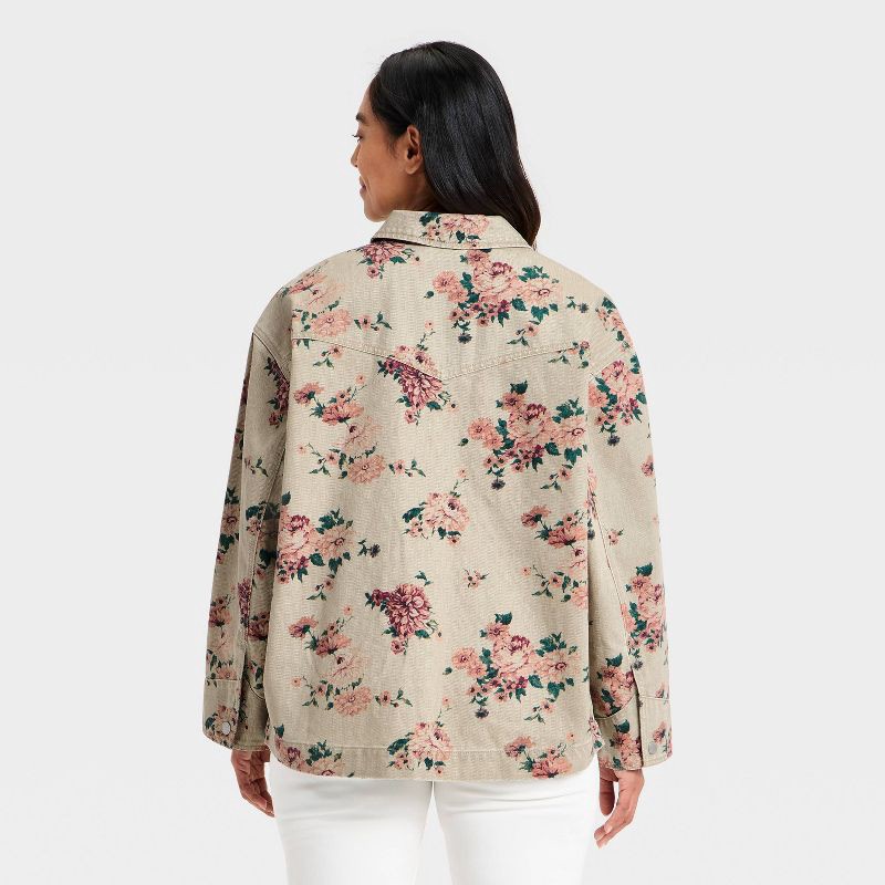 slide 5 of 5, Women's Western Chore Coat - Universal Thread™ Khaki Floral M, 1 ct