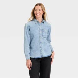 Women's Relaxed Denim Shirt - Universal Thread™ Light Wash XS