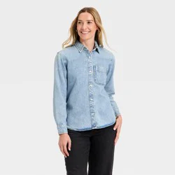 Women's Relaxed Denim Shirt - Universal Thread™ Light Wash S