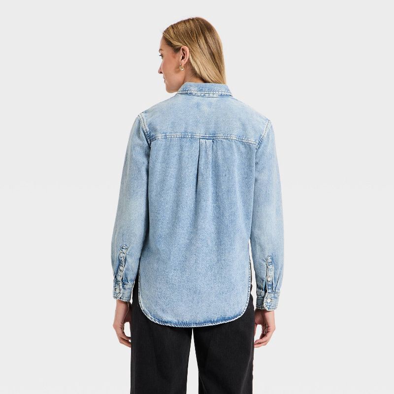 slide 2 of 3, Women's Relaxed Denim Shirt - Universal Thread™ Light Wash L, 1 ct