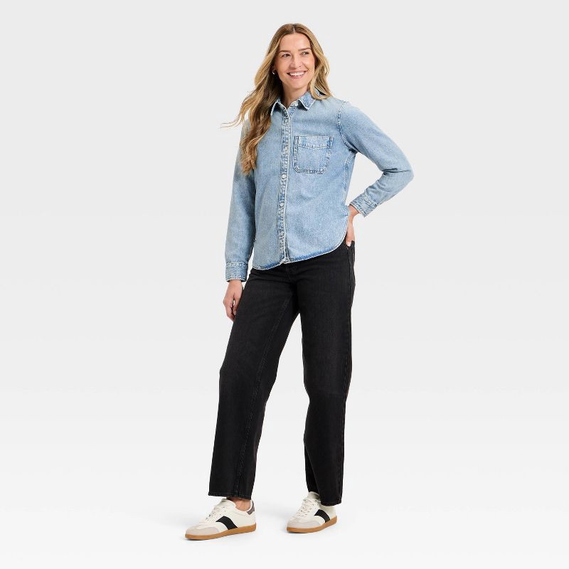 slide 3 of 3, Women's Relaxed Denim Shirt - Universal Thread™ Light Wash L, 1 ct