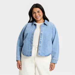 Women's Long Sleeve Slim Denim Shirt - Universal Thread™ Light Wash XXL