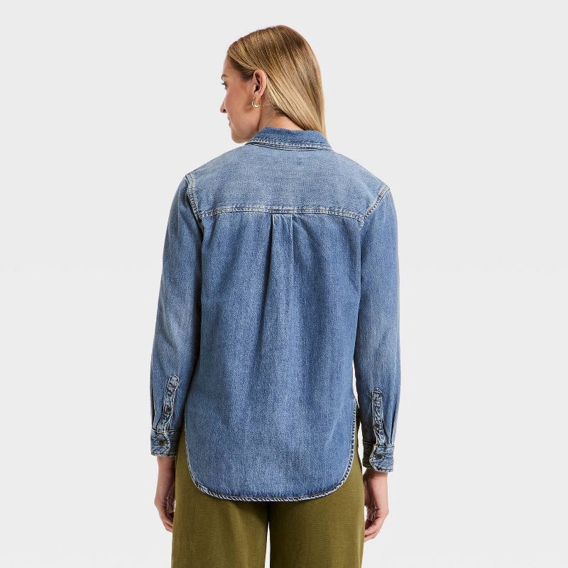 slide 2 of 3, Women's Relaxed Denim Shirt - Universal Thread™ Medium Wash M, 1 ct