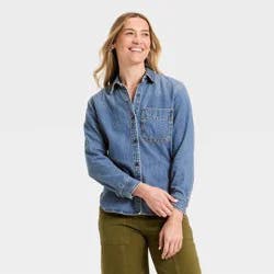 Women's Relaxed Denim Shirt - Universal Thread™ Medium Wash M