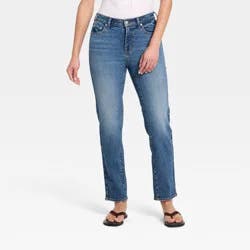 Women's 80's Slim Mid-Rise Ankle Length Pant - Universal Thread™ Dark Wash 6