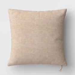 Square Chunky Linen Pillow with Exposed Zipper Neutral - Threshold™