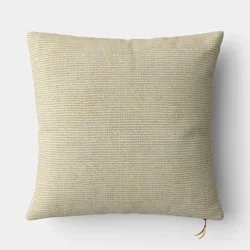 Square Chunky Linen Pillow with Exposed Zipper Green - Threshold™