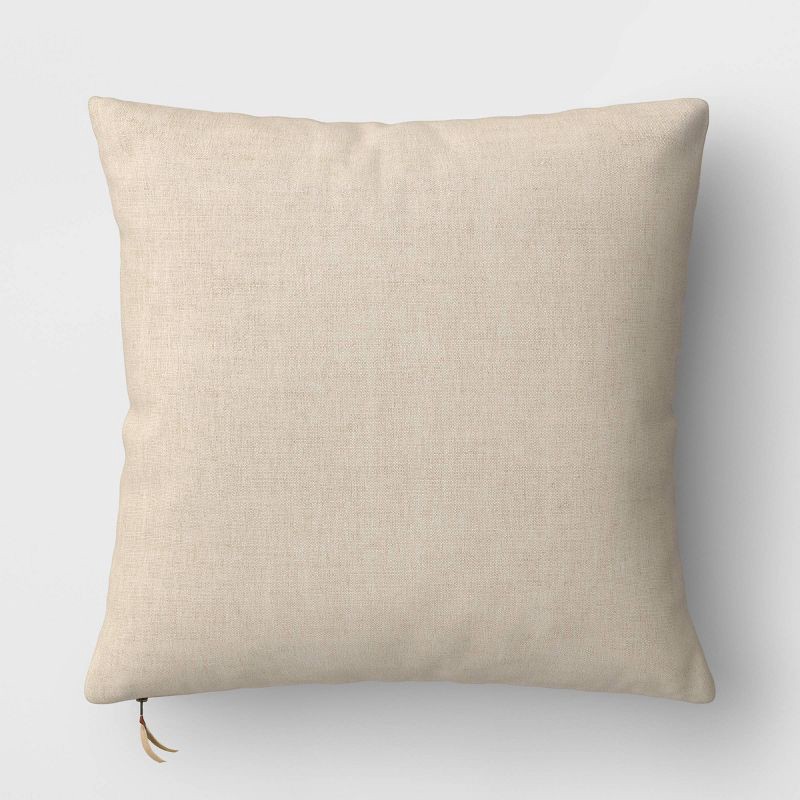 slide 3 of 5, Square Chunky Linen Pillow with Exposed Zipper Sour Cream - Threshold™, 1 ct