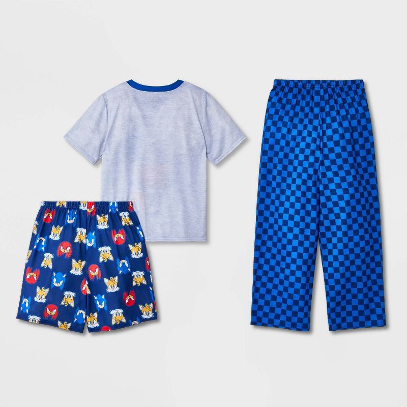 slide 2 of 4, Sonic the Hedgehog Boys' 3pc Sonic Short Sleeve Pajama Set - Blue S, 3 ct