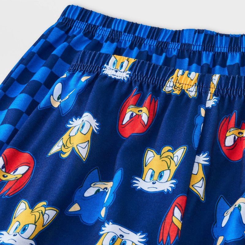 slide 4 of 4, Sonic the Hedgehog Boys' 3pc Sonic Short Sleeve Pajama Set - Blue M, 3 ct