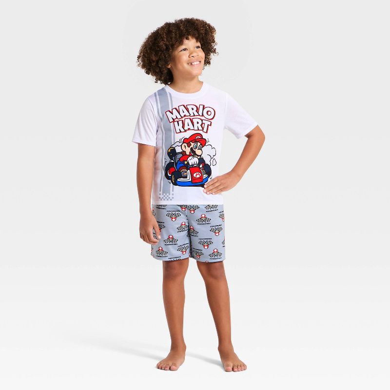 slide 3 of 4, Boys' 3pc Mario Kart Short Sleeve Pajama Set - White XS, 3 ct
