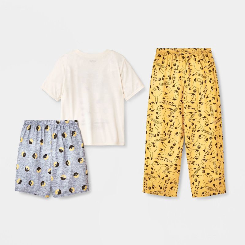 slide 2 of 4, Boys' 3pc Pokemon Short Sleeve Pajama Set - Yellow M, 3 ct
