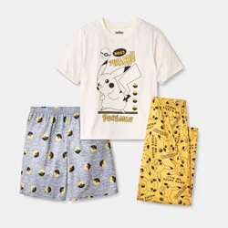 Boys' 3pc Pokemon Short Sleeve Pajama Set - Yellow M