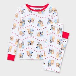 Kids' 2pc Bluey Valentine's Day Tight Fit Pajama Set - White 6