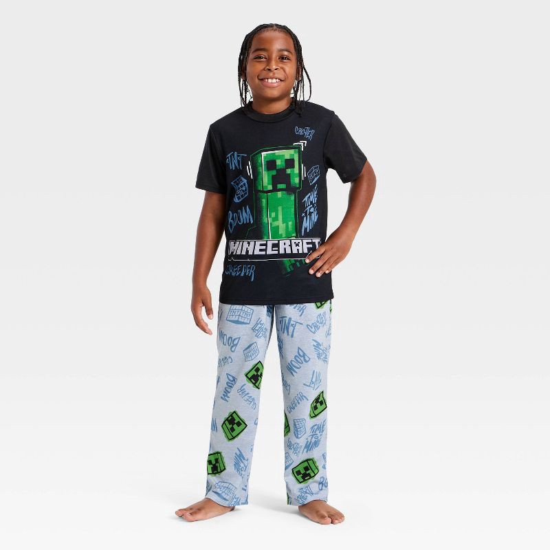 slide 1 of 4, Boys' 2pc Minecraft T-Shirt and Pant Pajama Set - Black S, 2 ct