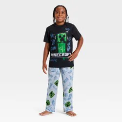 Boys' 2pc Minecraft T-Shirt and Pant Pajama Set - Black S