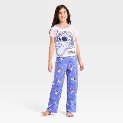 Girls' 2pc Lilo & Stitch T-Shirt and Pants Pajama Set - Blue XS