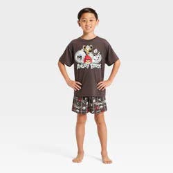 Boys' 2pc Angry Birds T-Shirt and Shorts Pajama Set - Brown S