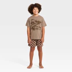 Boys' 2pc Dodge T-Shirt and Shorts Pajama Set - Brown L