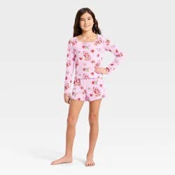 Girls' 2pc Strawberry Shortcake Long Sleeve Pajama Set - Pink S
