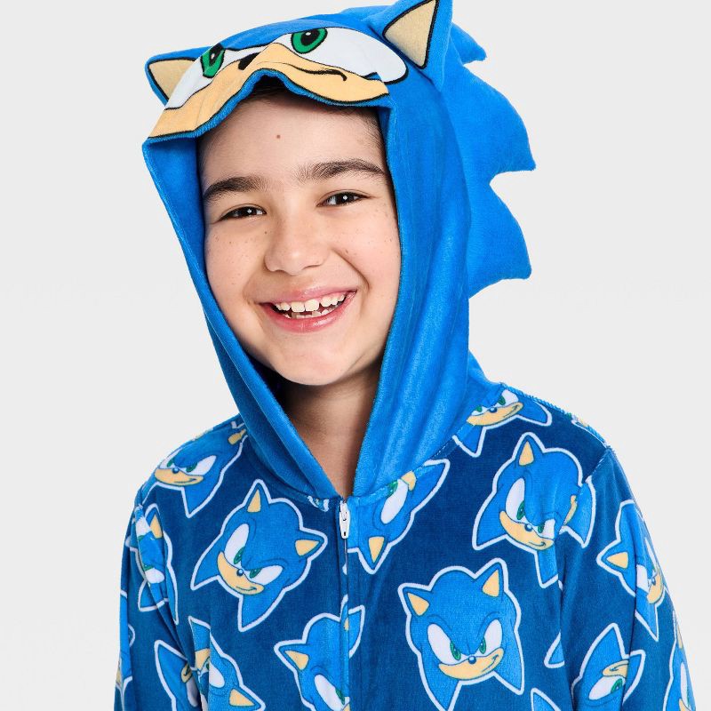 slide 3 of 3, Sonic the Hedgehog Boys' Sonic Union Suit - Blue S, 1 ct